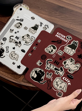 【磁吸分离款】涂鸦贴纸风ipad11代保护壳搭扣款air7平板保护套air13亚克力10.2英寸2025新款mini7黑色pro11