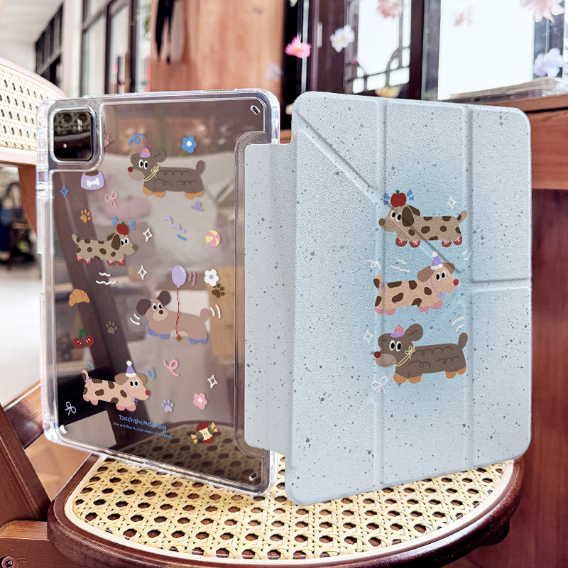 【三折+Y型】适用腊肠狗Y折小米8带笔槽2025新款小米平板8pro保护壳全包壳7Pro透明横竖屏s防弯亚克力5/6/pro