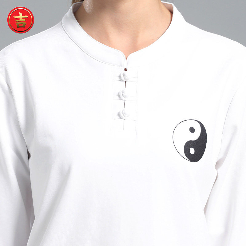 好货春秋新款太极服长袖两件套 团体武术表演练功服灯笼长裤棉T恤