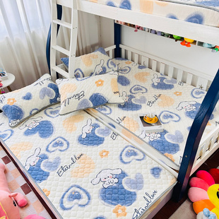 牛奶绒夹棉床笠床罩90x190cm婴儿床童学生宿舍135薄床垫1米2棕垫