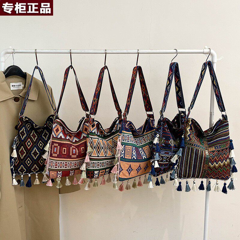 韩国AS品牌大容量波西米亚流苏包包新款民族风手提托特包ins单肩