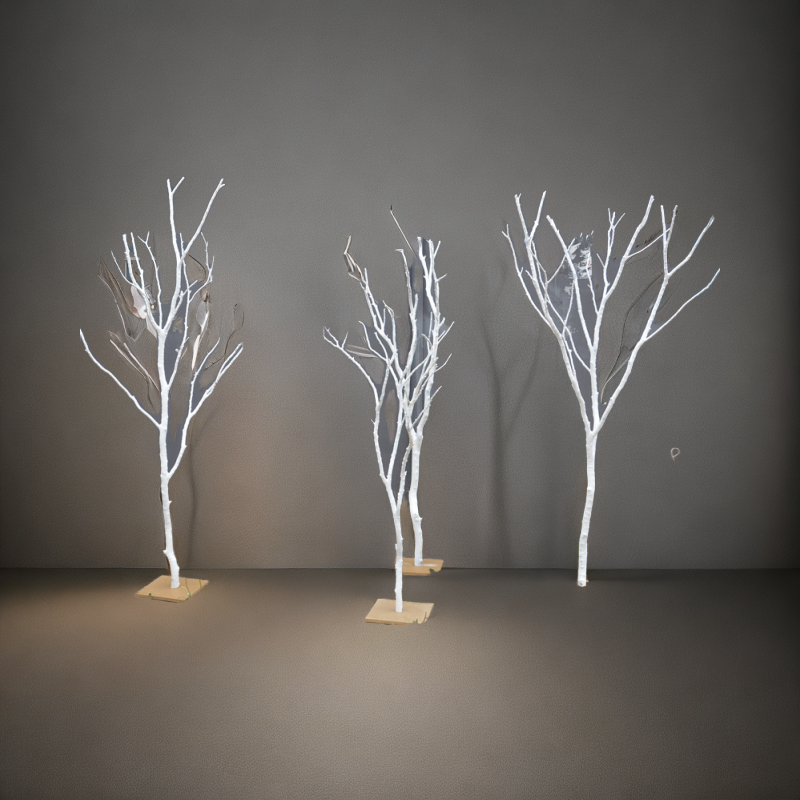 白色橱窗装饰舞台造景树