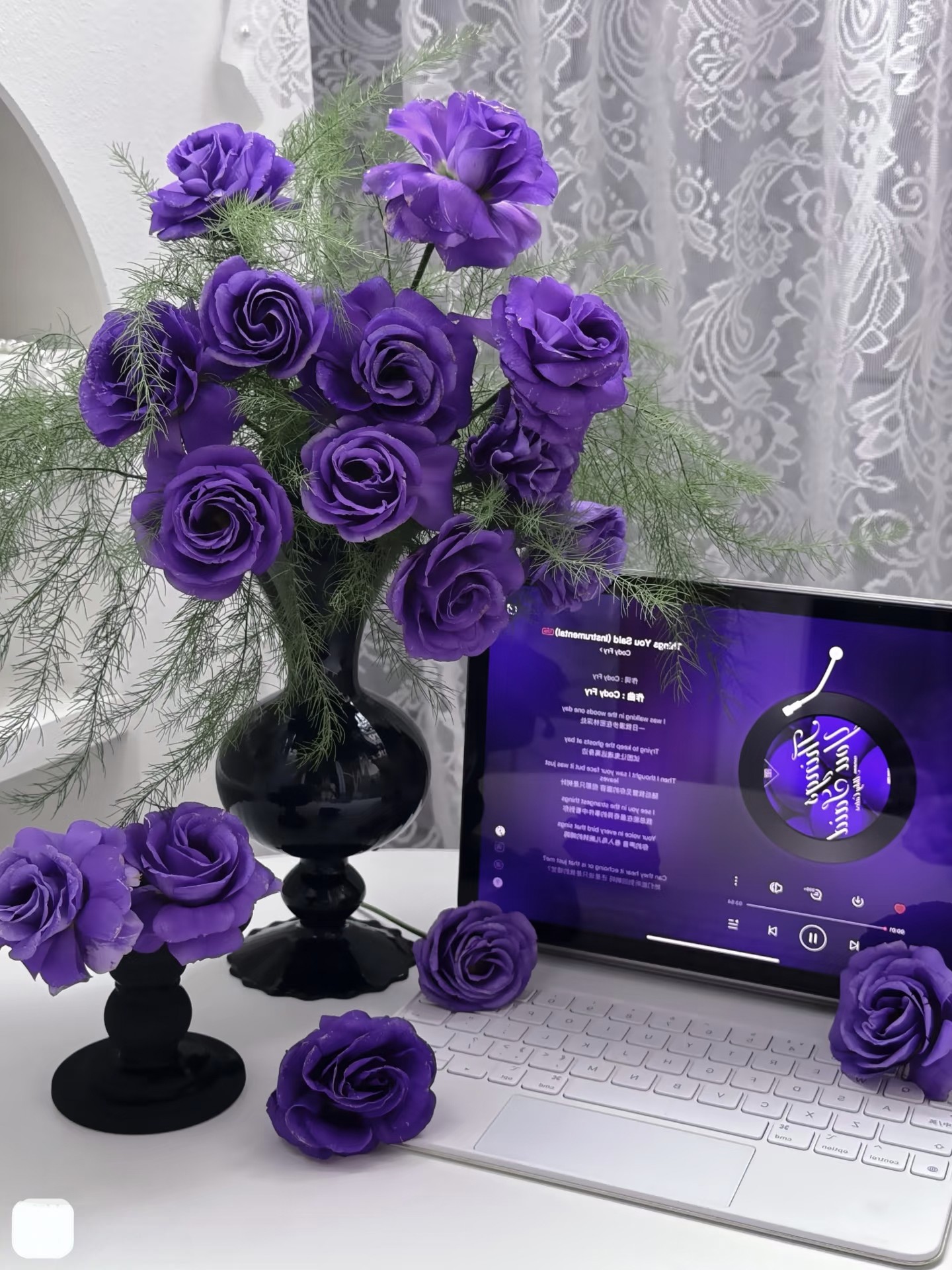 紫色洋桔梗搭配芦荀草鲜花花束云南每周一花