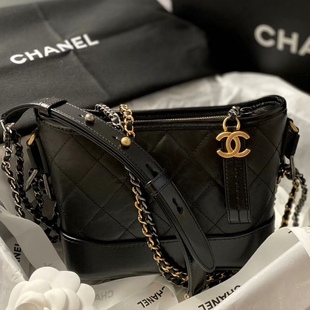 黑色流浪包小號(hào)芯片款 99新香奈兒Chanel 單肩斜挎包