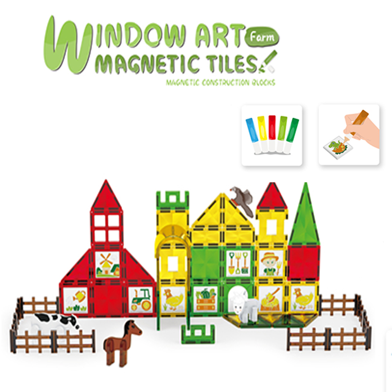 儿童磁力玩具双尺寸消防车救火