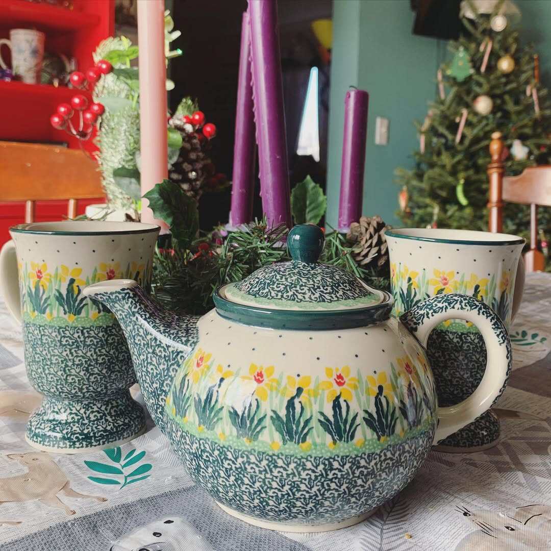 波兰进口手绘陶瓷茶壶茶杯