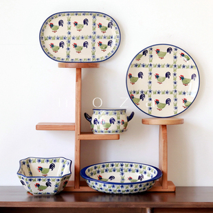 【多款】波兰进口餐具绿公鸡小茶壶茶杯大方盘双耳小碗马克杯P303