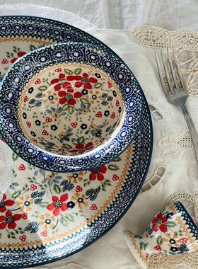 波兰进口手绘陶瓷艺术家款汤面碗早餐盘菜盘茶壶水杯咖啡杯碟DPCS
