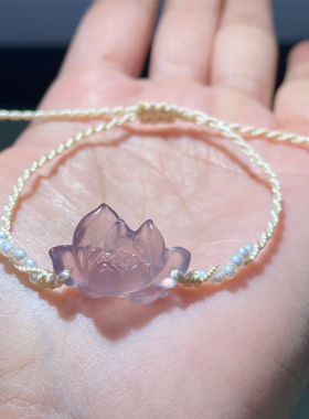纤纤素手天然玛瑙玉髓荷花手链
