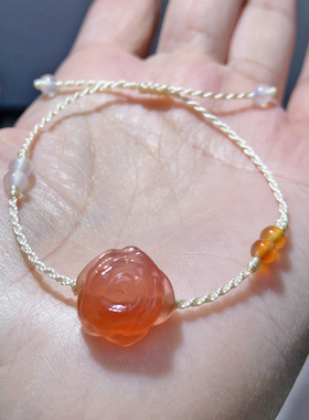 天然原矿玛瑙有钱花手链花开富贵