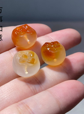 纤纤素手柿子冰透红玛瑙通孔手链