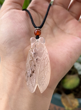 男女玉髓玉蝉吊坠水墨