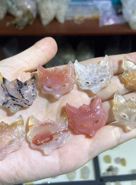 狐狸面具天然俏色水草玛瑙项坠