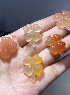 幸运草四叶草龙纹玉髓玛瑙项坠