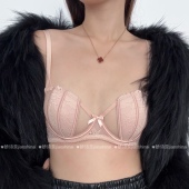 内衣女夏季 兔耳朵纯欲性感半杯聚拢文胸罩套装 薄款 大胸显小胸法式