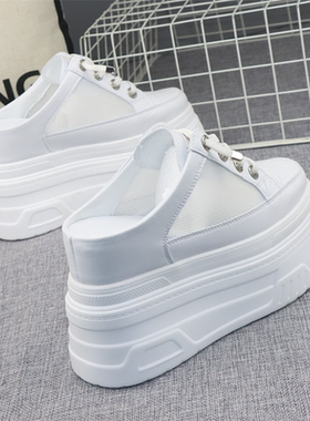 网面透气包头半拖鞋女外穿春夏新款超高跟12公分无后跟一脚蹬懒人