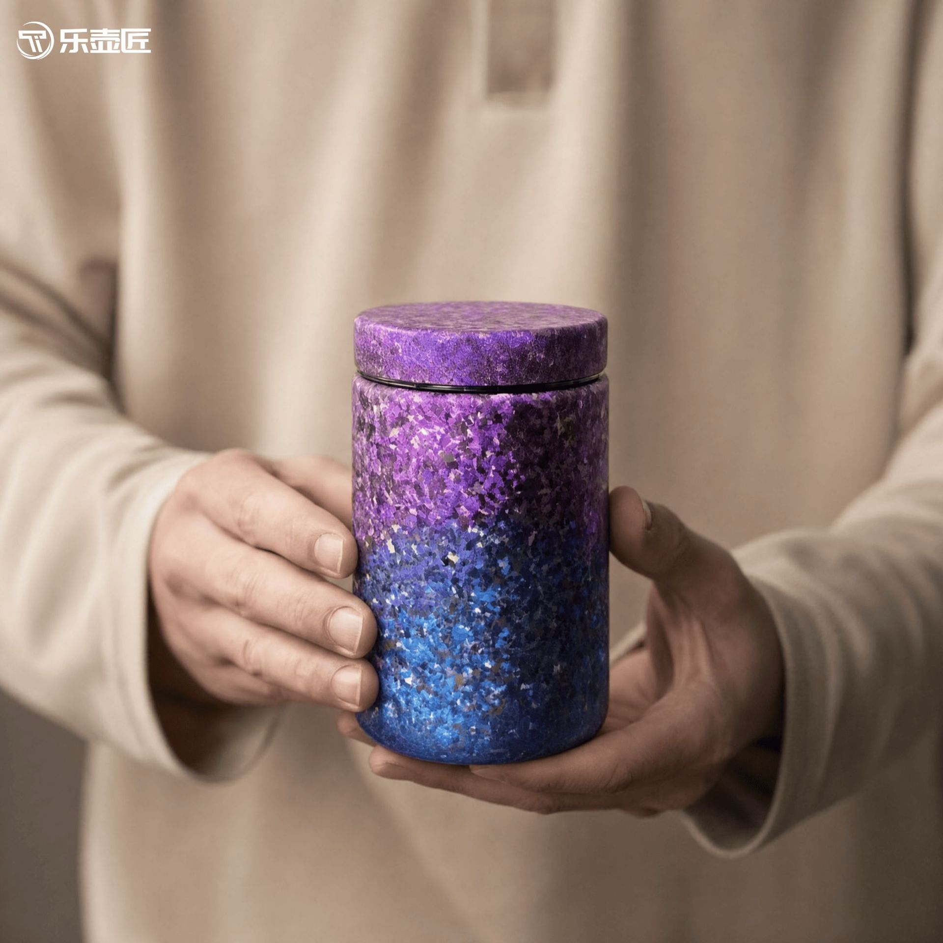 纯钛冰花密封茶叶罐800ml家用