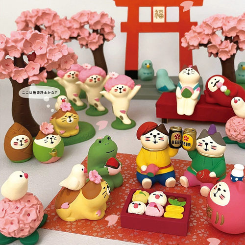 Zakka 春季樱花季花宴可爱猫咪ins 治愈系桌面装饰摆件办公好礼品