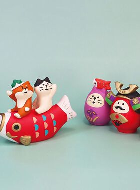 创意招财猫可爱鱼跃阿柴阿猫祝福吉祥物桌面小摆件家居装饰品礼物
