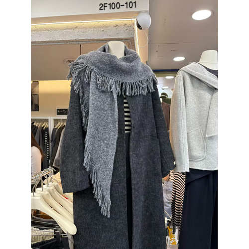 氛围感双面羊绒毛呢大衣女中长款