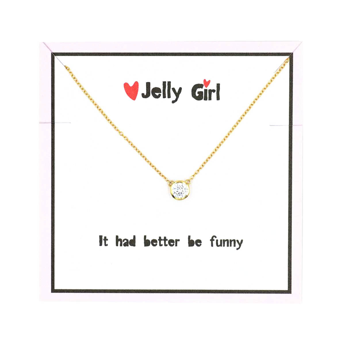 【清仓】Jelly Girl 简约单锆石纯银镀金项链 基础简约款