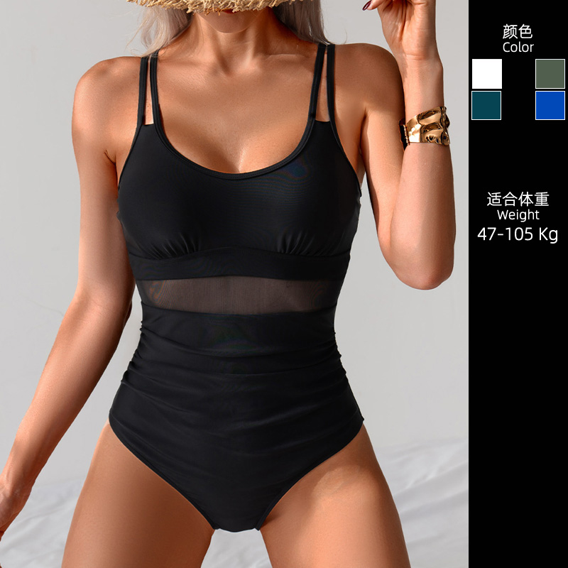 胖妹妹遮肚子显瘦连体游泳衣温泉