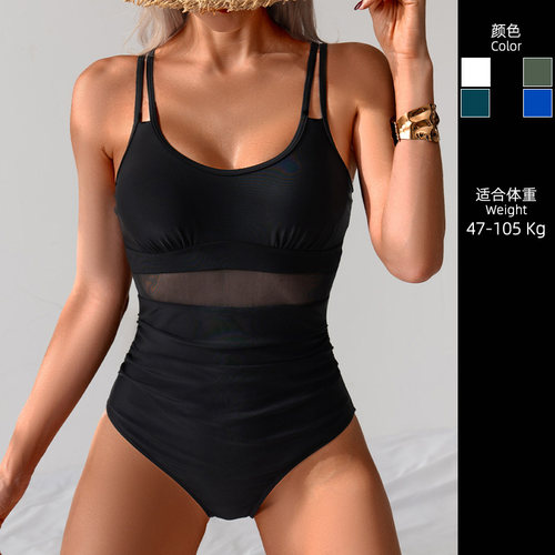 胖妹妹遮肚子显瘦连体游泳衣温泉