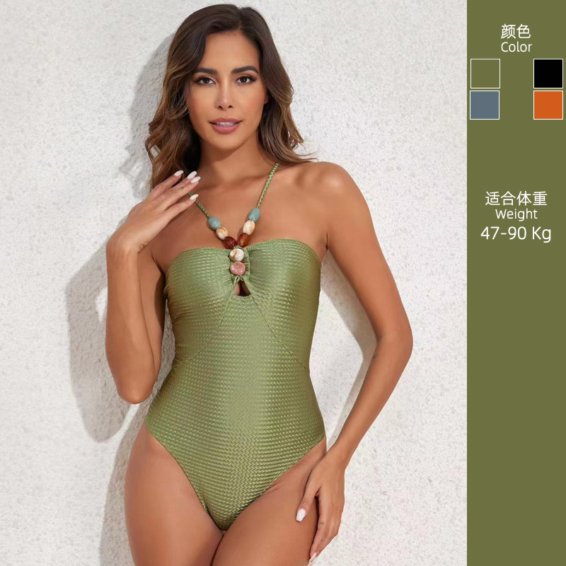微胖mm时尚ins镂空吊带连体泳衣