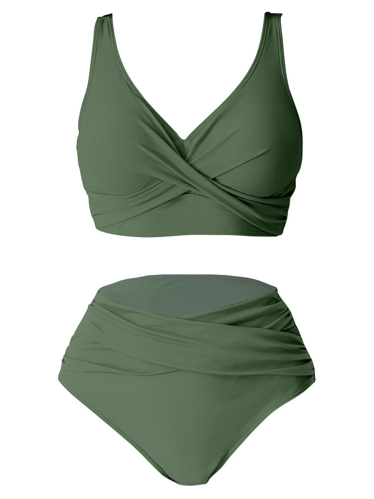 European and American ins Resort-Style Plus-Size Two-Piece Swimsuit for Women 2025 New Sexy High-Waisted Tummy-Covering Bikini for Hot Springs