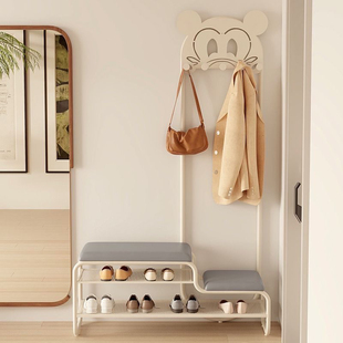 卡通极窄换鞋凳挂衣架一体轻奢简约超窄25CM宽门口玄关多功能鞋架
