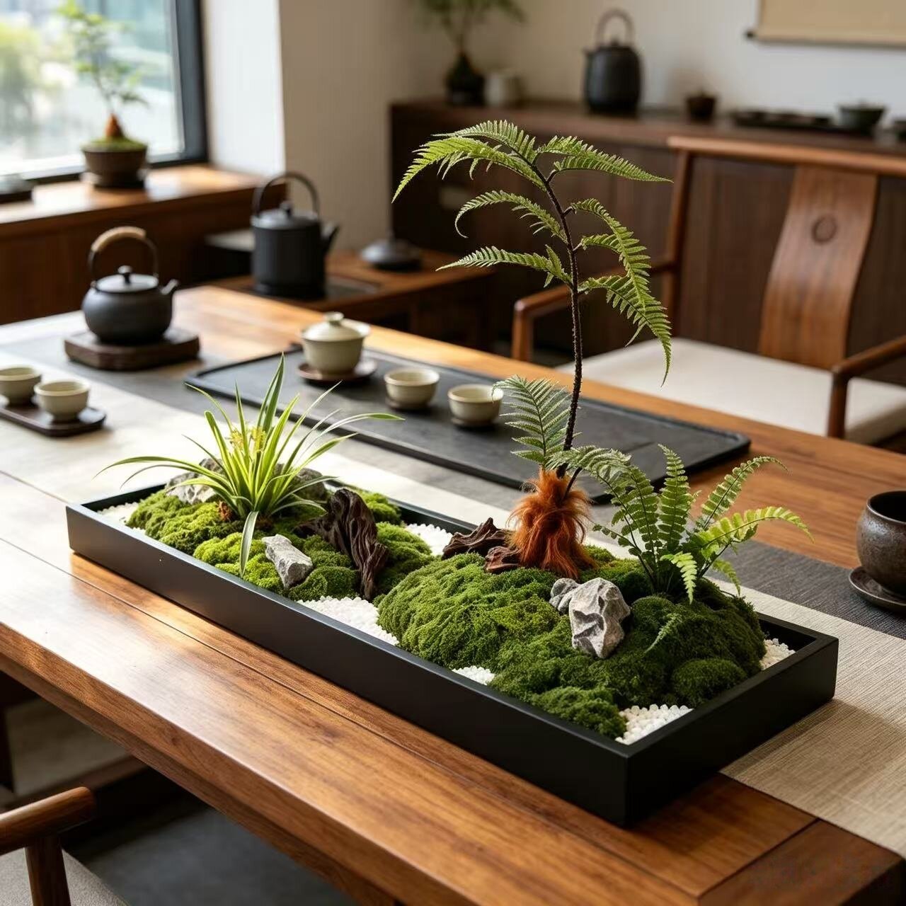 盆景花盆方形铁艺客厅阳台轻奢简约微景观造景花器接水盘小号托架