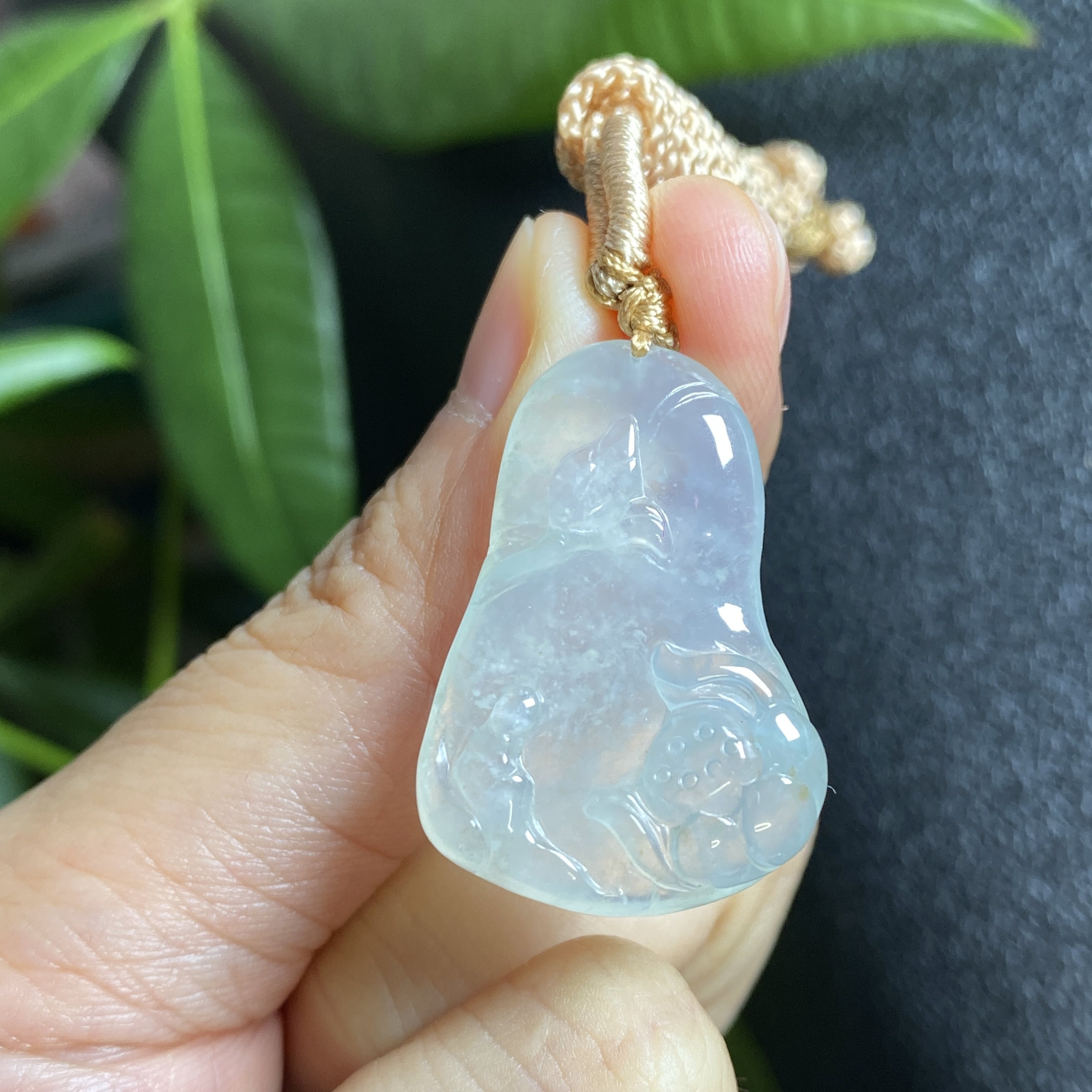 掌中翠天然翡翠冰种荷花悟道一心向佛吊坠挂件 0018