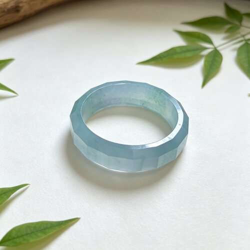 冰白钻石切面A货翡翠蓝水女戒