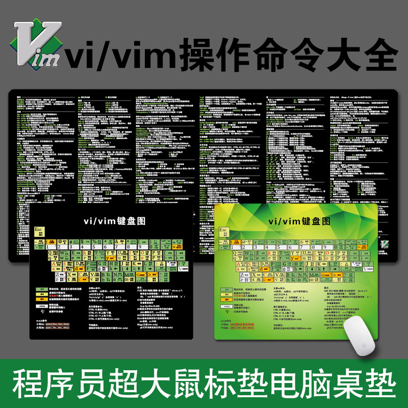 程序员电脑桌垫vim键盘鼠标垫快捷键操作命令vi编程linux常用命令