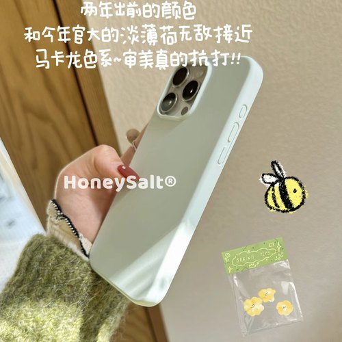 小清新曼波绿适用小米17promax/15/14壳13Ultra红米K70pro真液态硅胶K60至尊版note13高级感奶黄色纯色防摔套