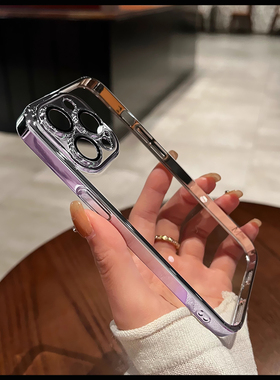 紫色高级感电镀框适用iqoo12/13壳iqooneo7竞速版iqoo neo8/6se/U5不发黄10/11s透明Z7简约3全包9PRO/z8/z1x