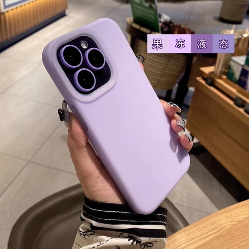 新款果冻液态硅胶适用iPhone14苹果15手机壳16promax橡皮泥手感13高级12浅紫色11简约全包防摔保护套软壳plus