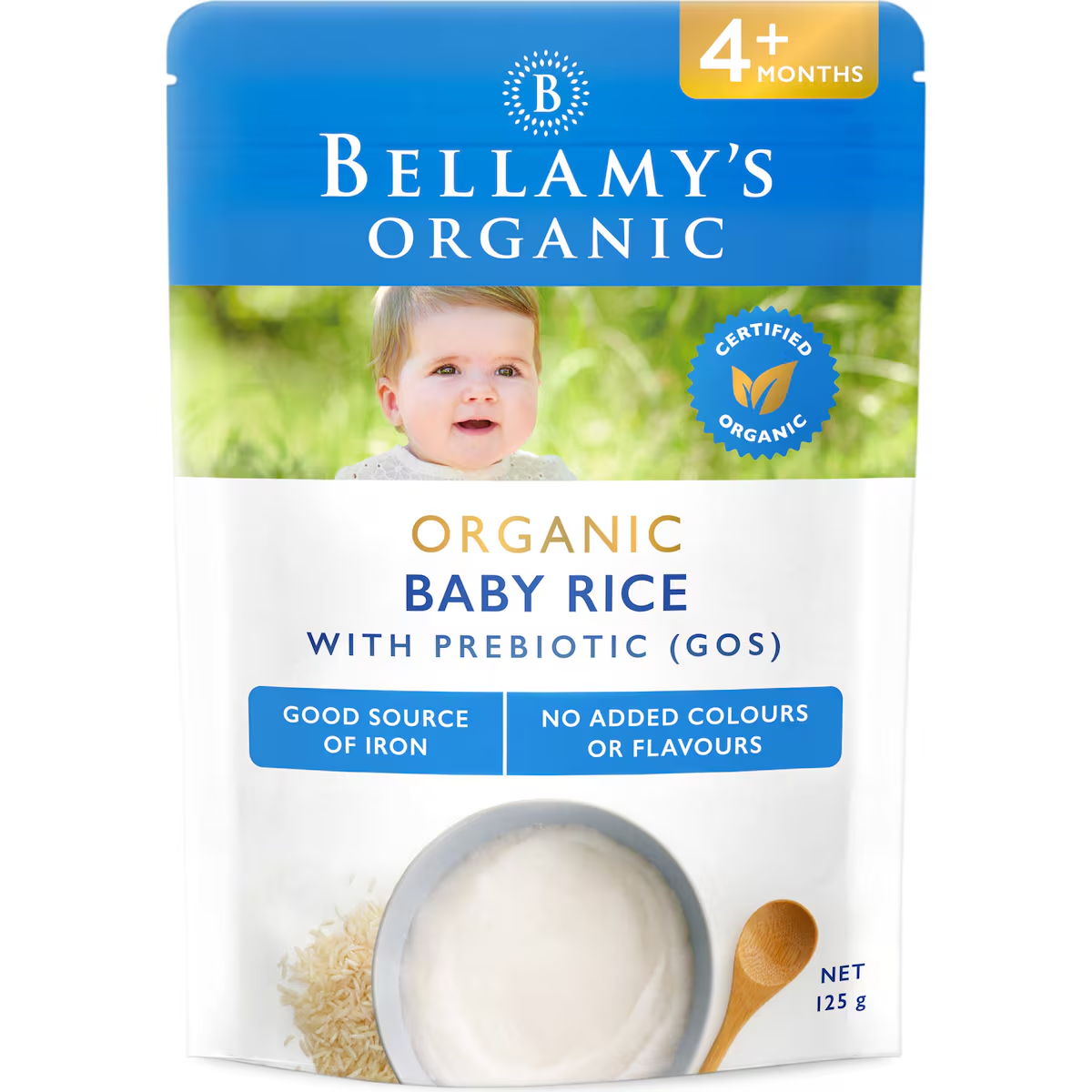 澳洲代购Bellamy's 有机婴儿米粉含益生元4个月以上125克*4包直邮