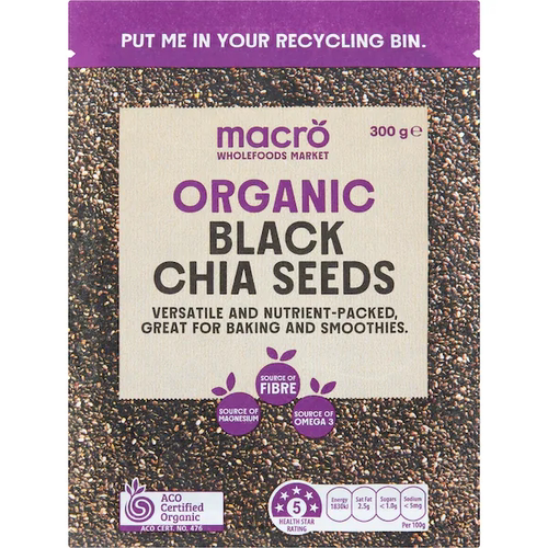 澳洲代购 Macro Organic Black Chia Seeds有机黑奇亚籽 300g