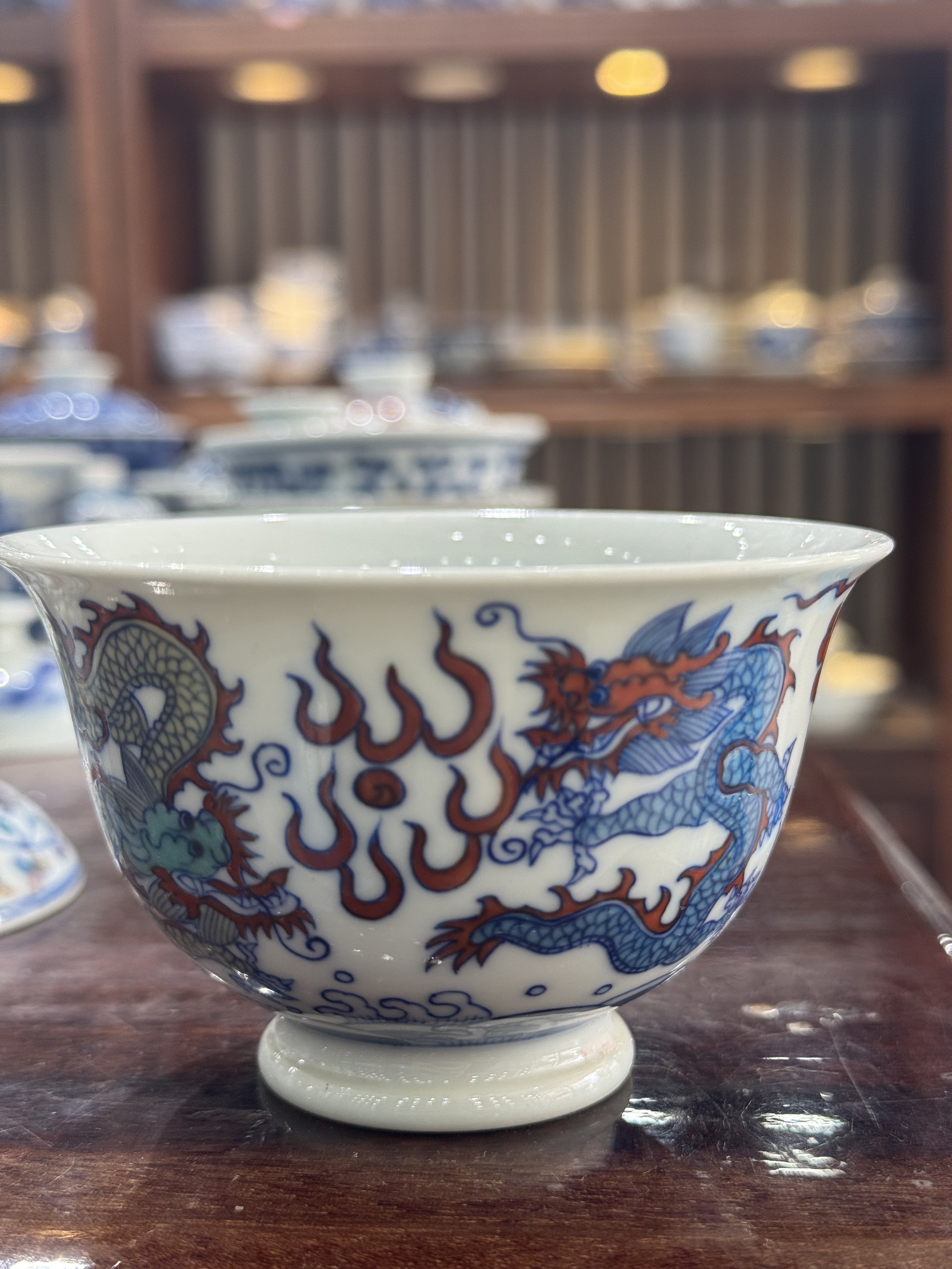 景德镇陶瓷手绘2026新款青花釉里红双龙戏珠杯主人杯