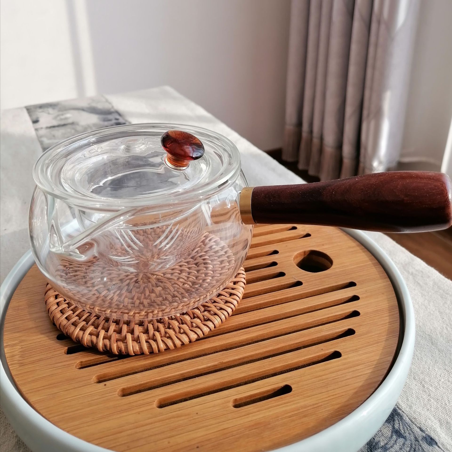 围炉煮茶高硼硅耐热玻璃锤纹小青柑直觉侧把煮茶壶泡茶壶两用家用
