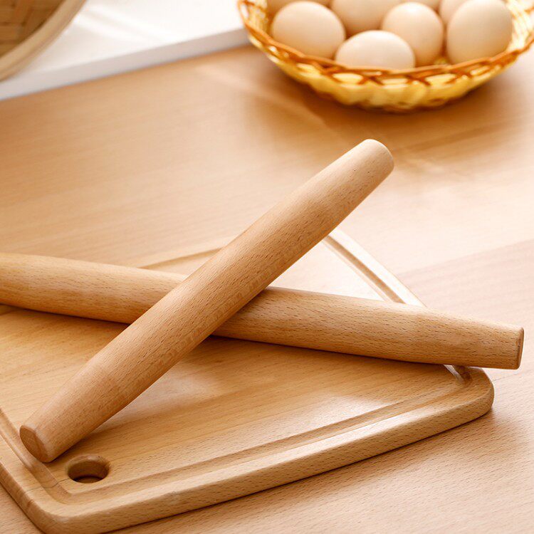 赶面棍饺子皮专用家用大号实木烘焙工具小号滚轴两头尖榉木擀面杖