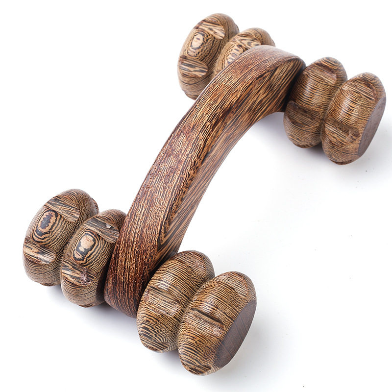 鸡翅木手动滚轮式四轮木质月球车按器脸部家用全身腿部背部按