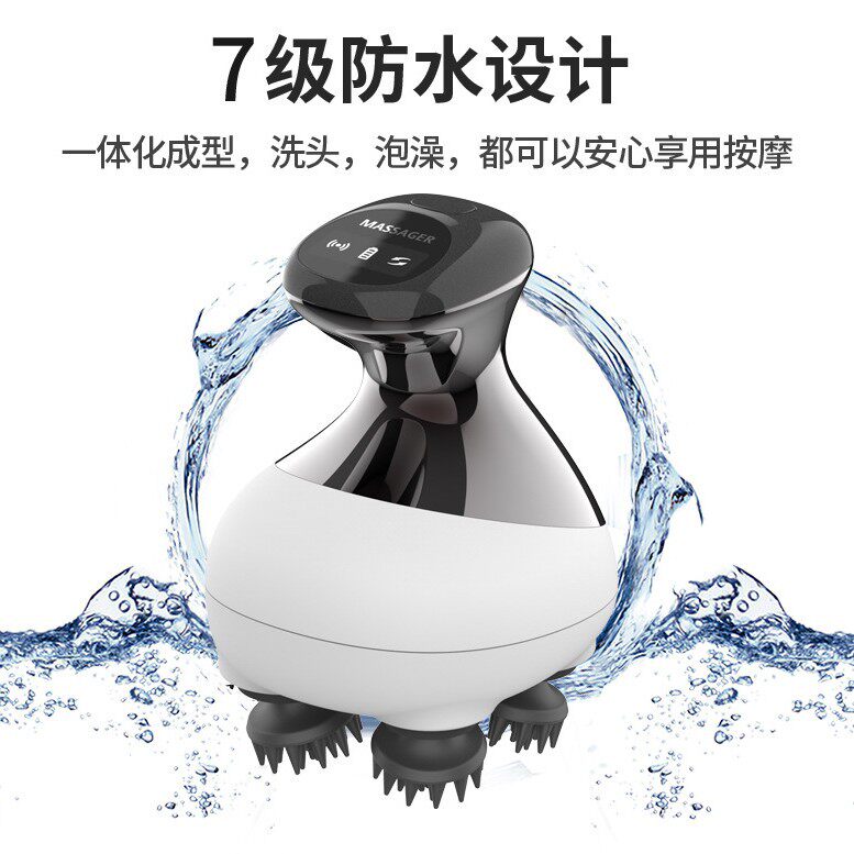 EMS低频脉冲振动头部按摩器多功能解压按摩梳防水手持式头皮