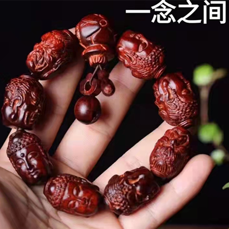 紫檀木雕刻手串貔貅手串雕刻佛珠红木手串文玩把件