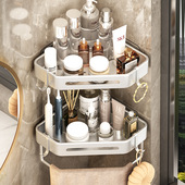 免打孔浴室三角置物架卫生间洗漱用收纳三角架壁挂双层转角架