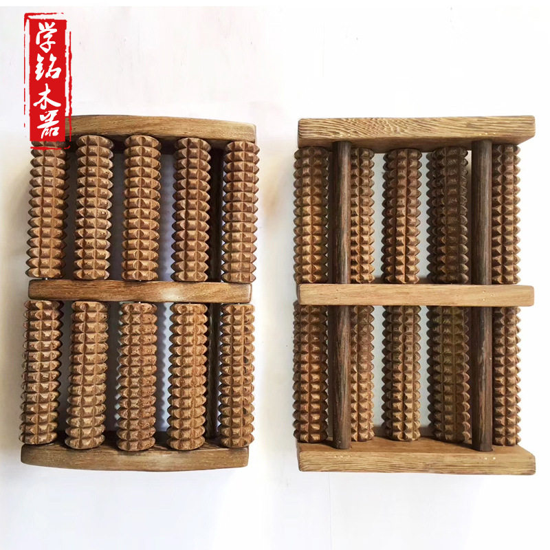 铁轴五排脚底按器鸡翅木制足底按器足疗木桶穴位保健脚排