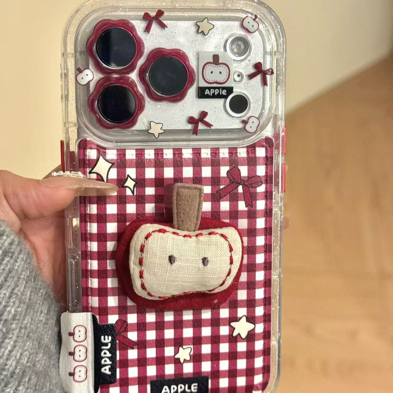 甜美少女风格纹蝴蝶结刺绣苹果适用于iphone17promax苹果16手机壳小众简约设计感防摔保护壳