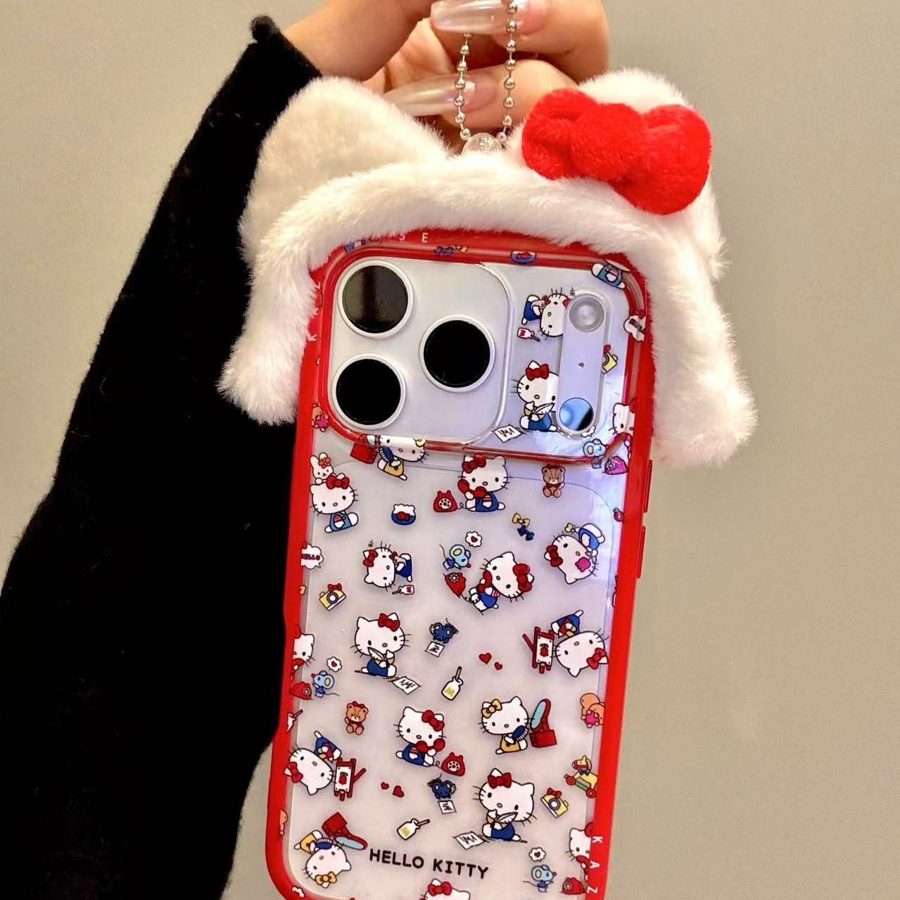 软萌可爱电话猫咪立体毛绒耳朵适用ihone17promax苹果16p手机壳15小众简约设计感防摔保护壳