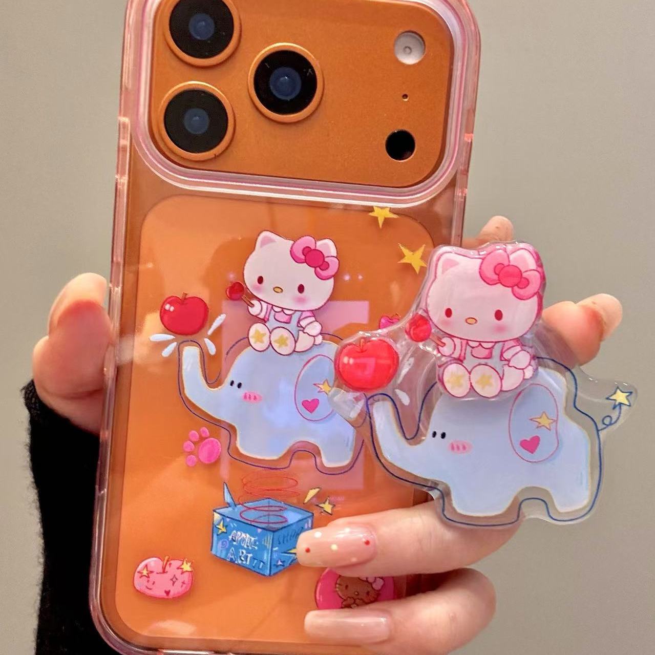 软萌可爱喷水苹果大象猫咪适用ihone17promax苹果16p手机壳15新款小众简约设计感防摔保护壳